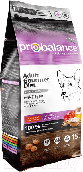 Изображение товара Сухой корм для собак ProBalance Gourmet Diet Adult с говядиной и ягненком (15кг)