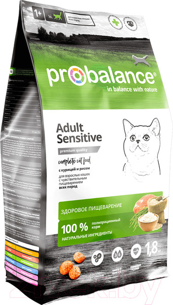 Изображение товара Сухой корм для кошек ProBalance Sensitive с курицей и рисом (1.8кг)