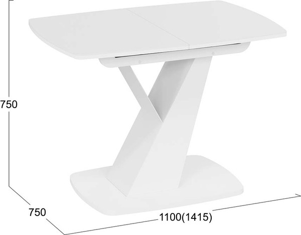 Изображение товара Обеденный стол ТриЯ Гарда Тип 1 (белый/стекло матовое белое)
