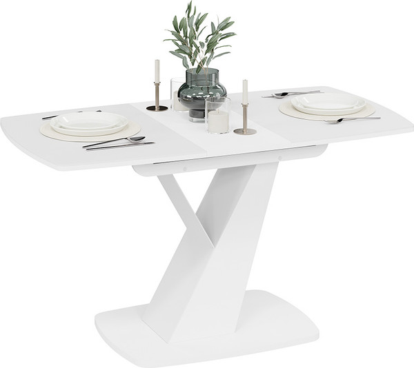 Изображение товара Обеденный стол ТриЯ Гарда Тип 1 (белый/стекло матовое белое)