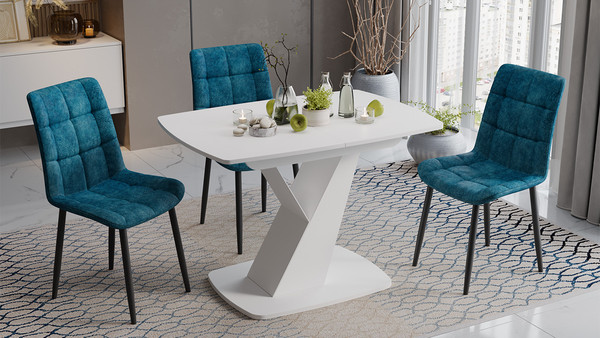 Изображение товара Обеденный стол ТриЯ Гарда Тип 1 (белый/стекло матовое белое)