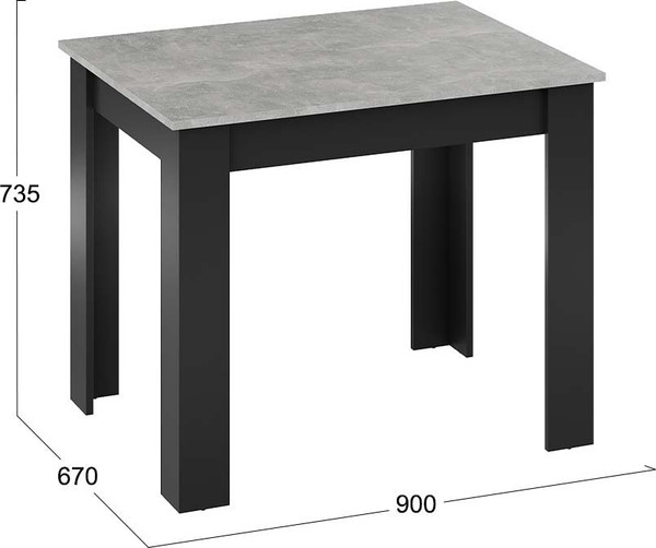 Изображение товара Обеденный стол ТриЯ Промо Тип 1 / 011.000.000 (черный/ателье светлый)