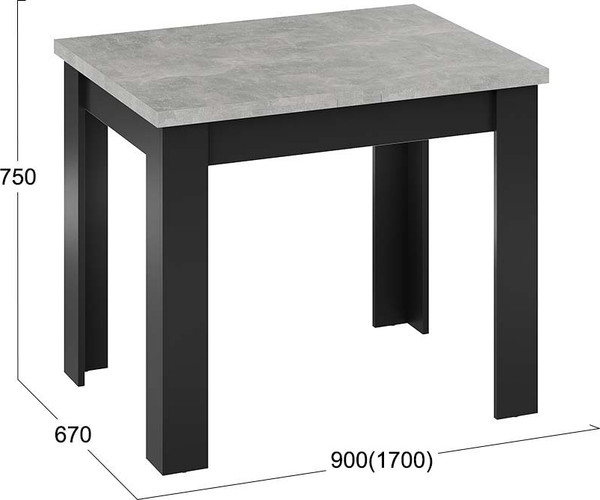 Изображение товара Обеденный стол ТриЯ Промо тип 3 (черный/ателье светлый)