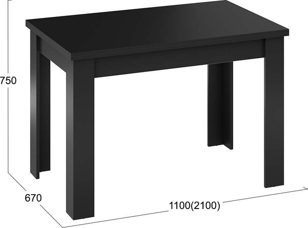 Изображение товара Обеденный стол ТриЯ Промо тип 4 (черный/черный)