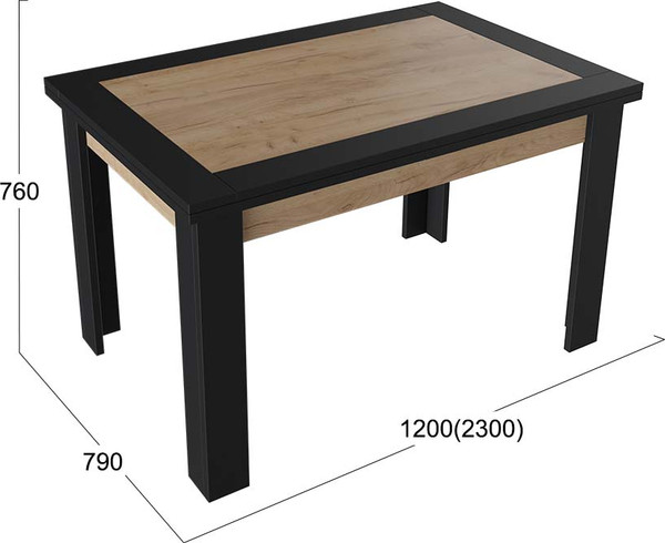 Изображение товара Обеденный стол ТриЯ Хьюстон тип 4 (черный/дуб крафт золотой)