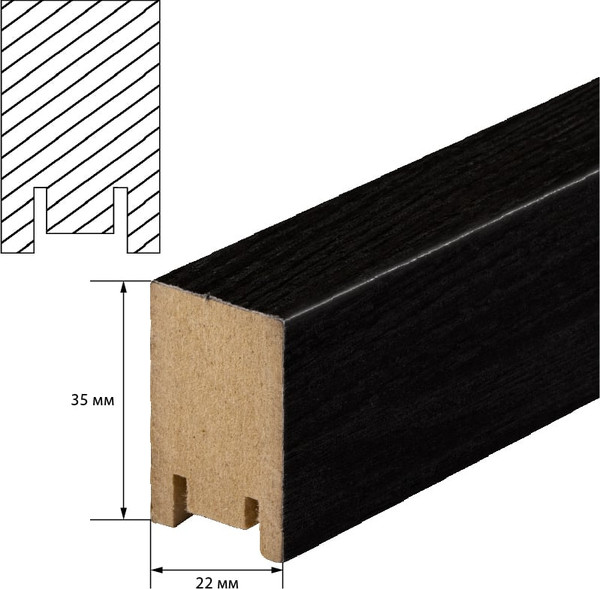 Изображение товара Рейка интерьерная Стильный Дом 2700х35х22 (черный)