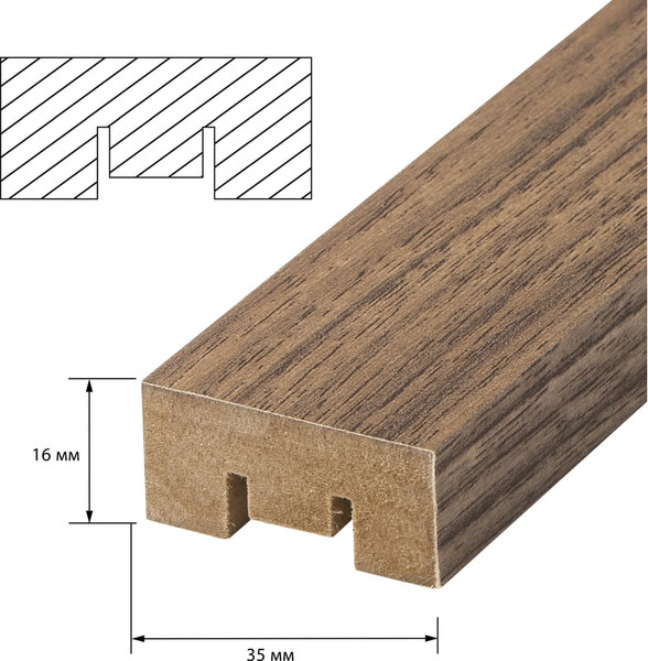 Изображение товара Рейка интерьерная Стильный Дом 2700х16х35 (грецкий орех)