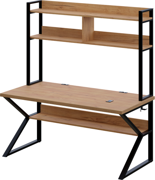 Изображение товара Компьютерный стол Millwood Кембридж 160х80х175.1 / 51664_z_ch_4 (дуб золотой Craft/черный)