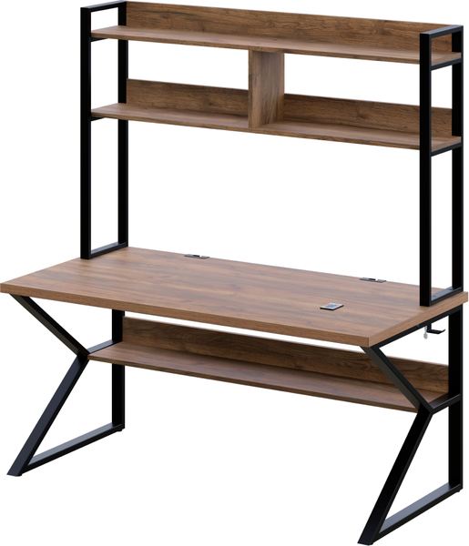 Изображение товара Компьютерный стол Millwood Кембридж 160х80х175.1 / 51664_t_ch_5 (дуб табачный Craft/черный)