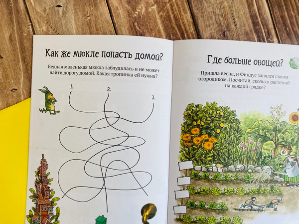 Изображение товара Развивающая книга Белая ворона Головоломки от Петсона и Финдуса. Буквы и слова, мягкая обложка (Нурдквист Свен )