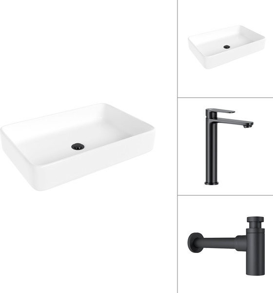 Изображение товара Умывальник со смесителем Lauter 21842 + Moon 21СК8691BS с сифоном 21635B (черный матовый)