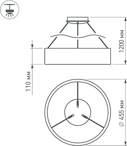 Изображение товара Люстра Arlight SP-TOR-RING-HANG-R460-33W Warm3000 BK 120deg / 023393(1)