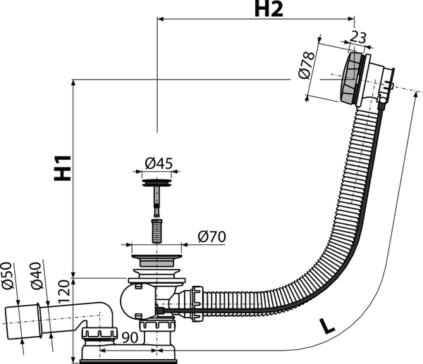 Изображение товара Сифон Alcadrain A55K-VE-01