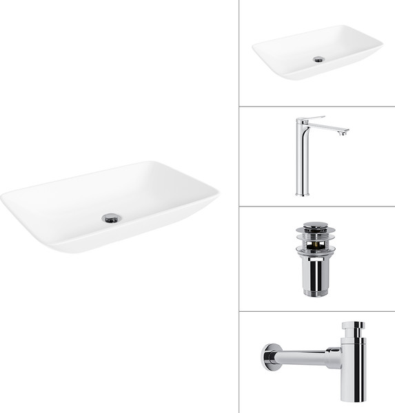 Изображение товара Умывальник со смесителем Lauter 21540 + Rio 21AM12672 + сифон 21635CH + дон.клапан 21190CH (хром)