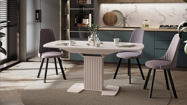 Изображение товара Обеденный стол ТриЯ Хилтон раздвижной Тип 2 (кашемир/стекло матовое кашемир)