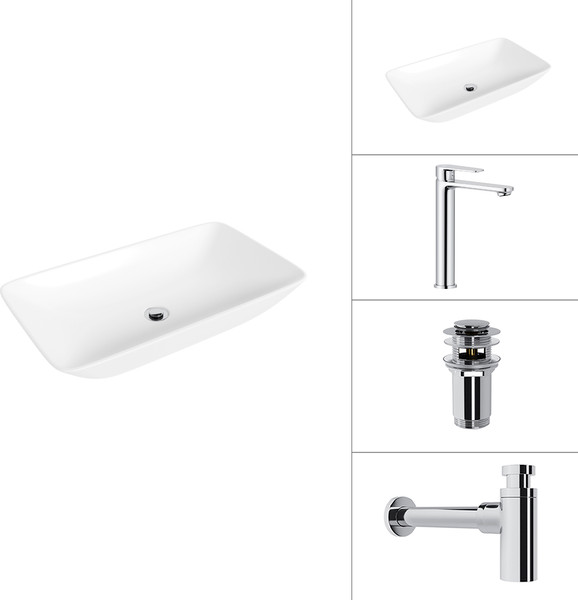 Изображение товара Умывальник со смесителем Lauter 21886 + Moon 21СK81691C + сифон 21635CH + дон.клапан 21190CH (хром)