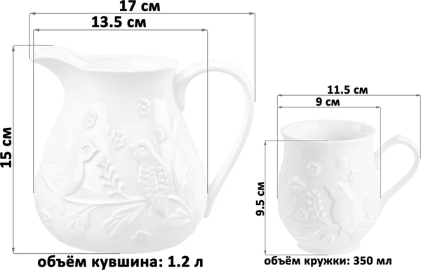 Изображение товара Набор для напитков Elan Gallery Птички на ветке / 540204+3