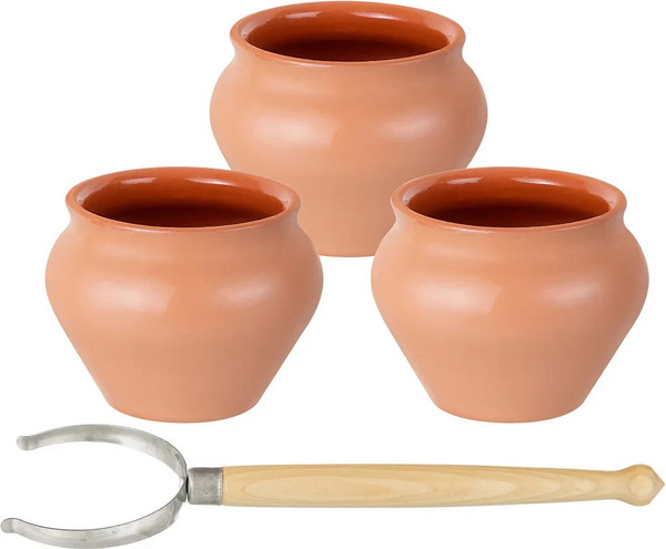 Изображение товара Набор горшочков для запекания Elan Gallery TerraCotta с ухватом / 570192 (3шт, бежевый)