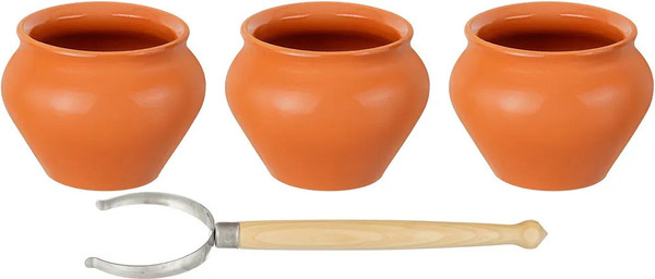 Изображение товара Набор горшочков для запекания Elan Gallery TerraCotta с ухватом / 570193 (терракотовый)