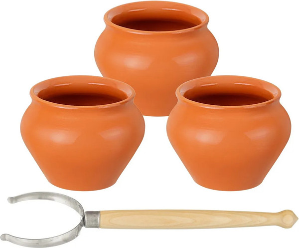 Изображение товара Набор горшочков для запекания Elan Gallery TerraCotta с ухватом / 570193 (терракотовый)