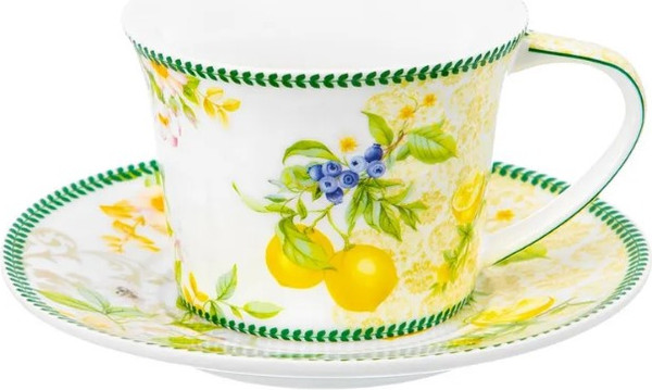 Изображение товара Набор для чая/кофе Elan Gallery Лимоны / 420753 (12шт, New Bone China)
