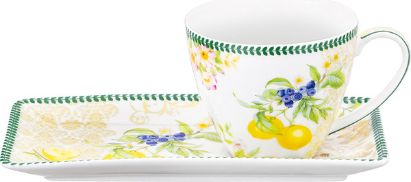Изображение товара Чашка с блюдцем Elan Gallery Лимоны / 420758 (New Bone China)