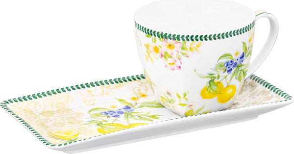 Изображение товара Чашка с блюдцем Elan Gallery Лимоны / 420758 (New Bone China)