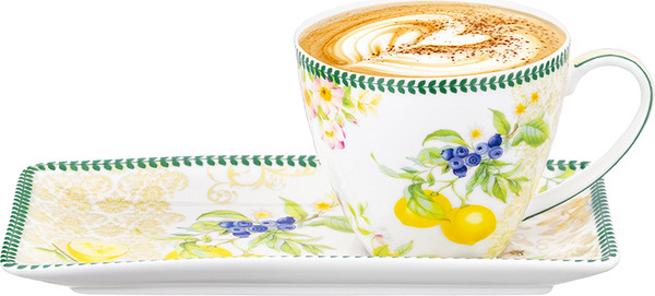 Изображение товара Чашка с блюдцем Elan Gallery Лимоны / 420758 (New Bone China)