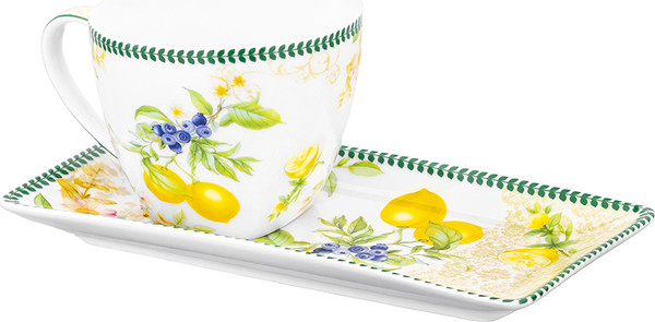 Изображение товара Чашка с блюдцем Elan Gallery Лимоны / 420758 (New Bone China)
