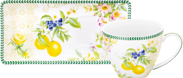 Изображение товара Чашка с блюдцем Elan Gallery Лимоны / 420758 (New Bone China)