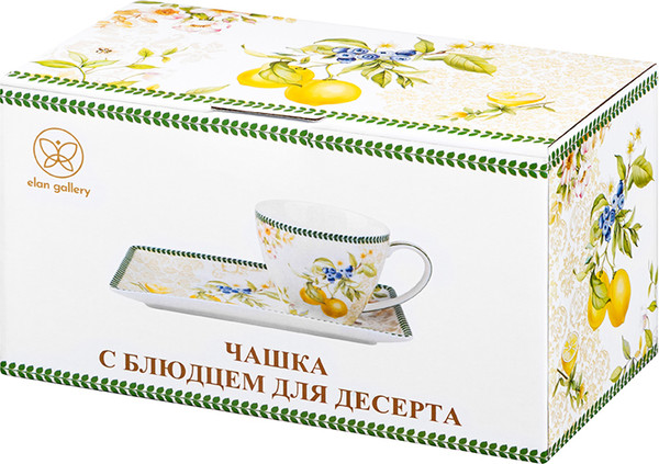 Изображение товара Чашка с блюдцем Elan Gallery Лимоны / 420758 (New Bone China)