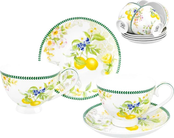 Изображение товара Набор для чая/кофе Elan Gallery Лимоны / 420760 (12шт, New Bone China)