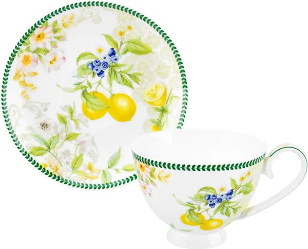 Изображение товара Набор для чая/кофе Elan Gallery Лимоны / 420760 (12шт, New Bone China)