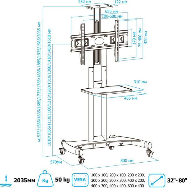 Изображение товара Стойка для ТВ/аппаратуры Kromax Omega-17 (черный)
