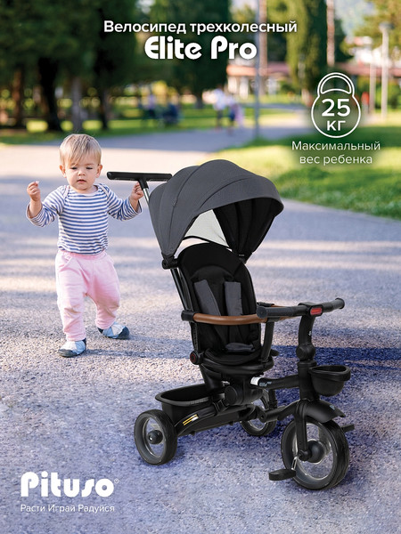 Изображение товара Трехколесный велосипед с ручкой Pituso Elite Pro / HM-618 (серый)