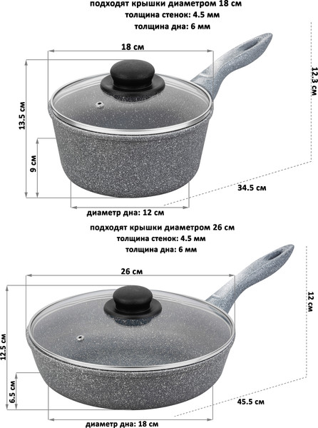 Изображение товара Набор кухонной посуды Elan Gallery 120560+4 (серый мрамор)