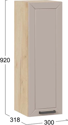 Изображение товара Шкаф навесной для кухни ТриЯ Лорас 1ВВ3 с одной дверью (дуб крафт золотой/холст латте)