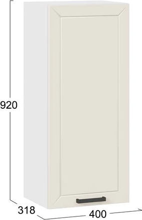 Изображение товара Шкаф навесной для кухни ТриЯ Лорас 1ВВ4 с одной дверью (белый/холст брюле)