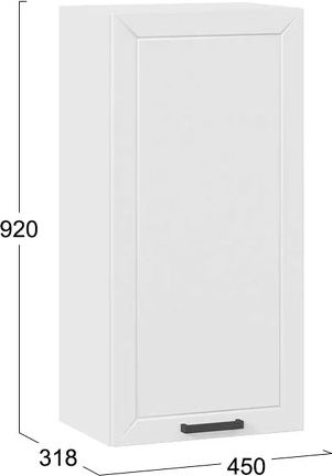Изображение товара Шкаф навесной для кухни ТриЯ Лорас 1ВВ45 с одной дверью (белый/холст белый)