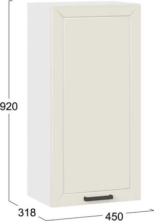 Изображение товара Шкаф навесной для кухни ТриЯ Лорас 1ВВ45 с одной дверью (белый/холст брюле)