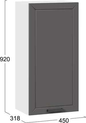 Изображение товара Шкаф навесной для кухни ТриЯ Лорас 1ВВ45 с одной дверью (белый/холст вулкан)