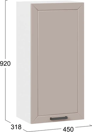 Изображение товара Шкаф навесной для кухни ТриЯ Лорас 1ВВ45 с одной дверью (белый/холст латте)