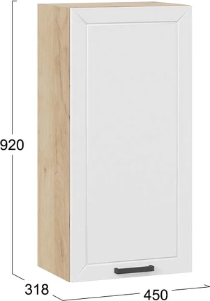 Изображение товара Шкаф навесной для кухни ТриЯ Лорас 1ВВ45 с одной дверью (дуб крафт золотой/холст белый)