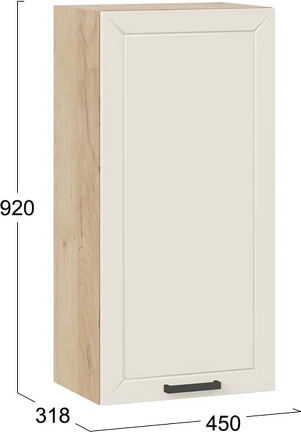 Изображение товара Шкаф навесной для кухни ТриЯ Лорас 1ВВ45 с одной дверью (дуб крафт золотой/холст брюле)