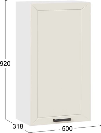 Изображение товара Шкаф навесной для кухни ТриЯ Лорас 1ВВ5 с одной дверью (белый/холст брюле)