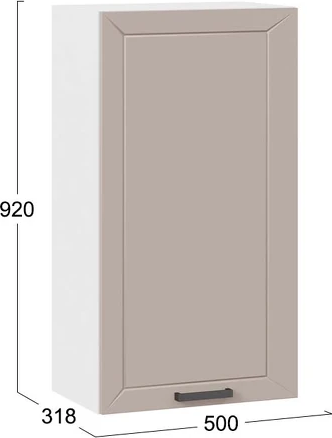 Изображение товара Шкаф навесной для кухни ТриЯ Лорас 1ВВ5 с одной дверью (белый/холст латте)