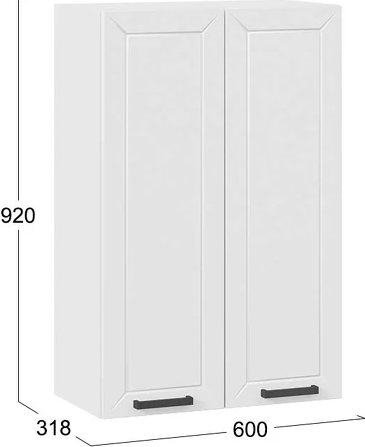 Изображение товара Шкаф навесной для кухни ТриЯ Лорас 1ВВ6 с двумя дверями (белый/холст белый)