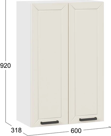 Изображение товара Шкаф навесной для кухни ТриЯ Лорас 1ВВ6 с двумя дверями (белый/холст брюле)