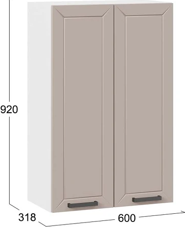 Изображение товара Шкаф навесной для кухни ТриЯ Лорас 1ВВ6 с двумя дверями (белый/холст латте)