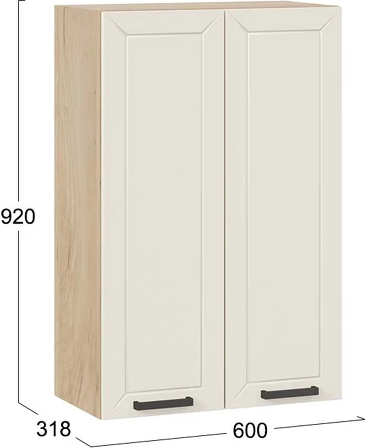 Изображение товара Шкаф навесной для кухни ТриЯ Лорас 1ВВ6 с двумя дверями (дуб крафт золотой/холст брюле)